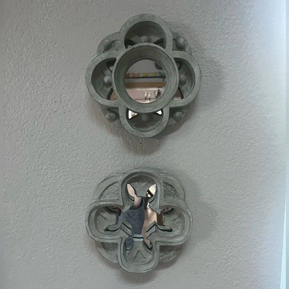 Intercontinental Art Gray Quatrefoil Wall Mirrors 6” | Gothic Architectural